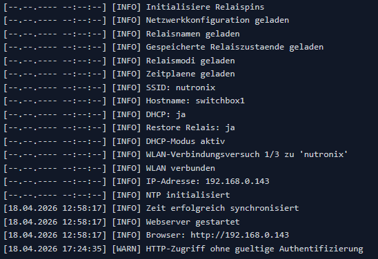 Hardware: 8-fach RelayBox mit ESP-32E Modul mit WLAN und BT